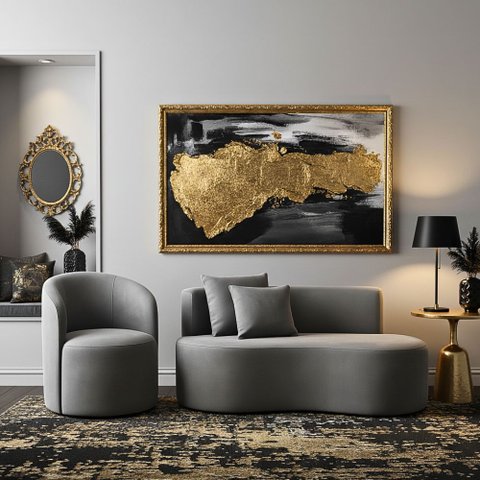 Conjunto 01 Poltrona + Sofá Curvo Orgânico Nature Gaia Suede Cinza - Montanaris Decor