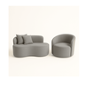 Conjunto 01 Poltrona + Sofá Curvo Orgânico Nature Gaia Suede Cinza - Montanaris Decor - 1