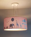 Ver imagem 2 de Lustre Pendente Safari Savana Cúpula Tecido 30x15cm 2 em 1: Rosa