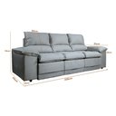 Ver imagem 2 de Sofá Plaza 2,30m com Molas no Assento Retrátil e Reclinável Velosuede - Netsofas - Cinza