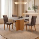 Ver imagem 2 de Mesa de Jantar Olimpia 120cm Tampo MDF e Vidro Canto Copo com 4 Cadeiras Lira