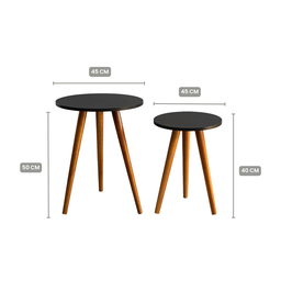 Kit 2 Conjunto de Mesas Canto e Apoio 45x40 50x45 Mdf (preto) - 9