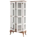 Ver imagem 4 de Cristaleira em Madeira Maciça com 2 Portas Branco Envelhecido