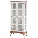 Ver imagem 1 de Cristaleira em Madeira Maciça com 2 Portas Branco Envelhecido