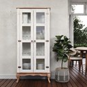 Ver imagem 3 de Cristaleira em Madeira Maciça com 2 Portas Branco Envelhecido