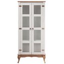 Ver imagem 2 de Cristaleira em Madeira Maciça com 2 Portas Branco Envelhecido