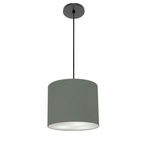 Lustre Luminária Pendente Vivare Free Lux Pe-4107pr Cúpula em Tecido 25x20cm Cinza-escuro Canopla