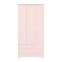 Ver imagem 2 de Jogo de Quarto Doce Sonho Guarda Roupa 3 Portas e Cômoda 1 Porta Rosa Acetinado com Pés - Qmovi