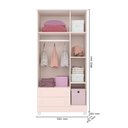 Ver imagem 4 de Jogo de Quarto Doce Sonho Guarda Roupa 3 Portas e Cômoda 1 Porta Rosa Acetinado com Pés - Qmovi
