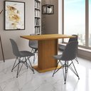 Ver imagem 1 de Mesa Jantar Londres Tampo Canela 120cm 4 Cadeiras Ferro Preto Estofado Grafite