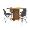 Ver imagem 2 de Mesa Jantar Londres Tampo Canela 120cm 4 Cadeiras Ferro Preto Estofado Grafite