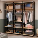 Ver imagem 1 de Guarda Roupas Closet Wood Organização Elegante com Módulo Cabideiro e Prateleira Preto