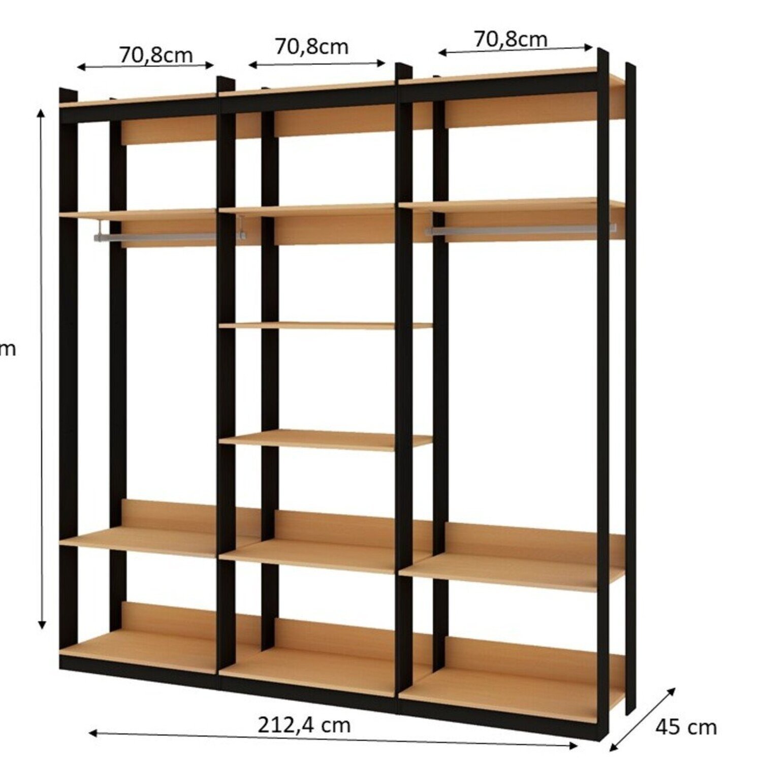 Guarda Roupas Closet Wood Organização Elegante com Módulo Cabideiro e Prateleira - 4