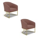 Ver imagem 2 de Cadeira Sala de Jantar Base Industrial Dourado Kit 2 Stella Veludo D03 - D’Rossi