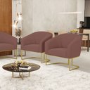 Ver imagem 1 de Cadeira Sala de Jantar Base Industrial Dourado Kit 2 Stella Veludo D03 - D’Rossi