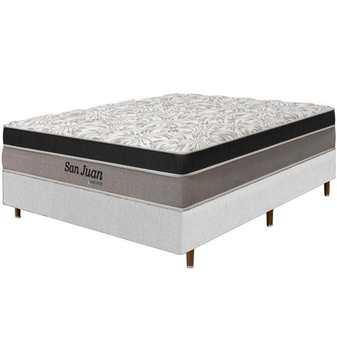 Cama Box Branca + Colchão Casal San Juan Molas Ensacadas Pillow Paparazzi 138x188x72cm