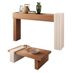 Aparador Astro e Mesa de Centro Luna Nature Off White – HB Móveis - 1