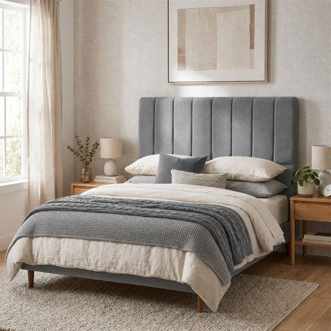 Cabeceira para Cama Casal Estofada 1,38 ,Mts Mel Vilajo: Suede Cinza