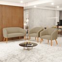 Ver imagem 2 de Kit 01 Namoradeira 02 Lugares e 02 Poltronas Stella Suede Pés Palito Castanho - D’Rossi - Marrom Rat