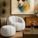 Ver imagem 5 de Poltrona Decorativa Orgânica Fixa com Puff Nuvem Veludo Natural Confortável Loja Sheep