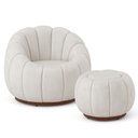 Ver imagem 1 de Poltrona Decorativa Orgânica Fixa com Puff Nuvem Veludo Natural Confortável Loja Sheep