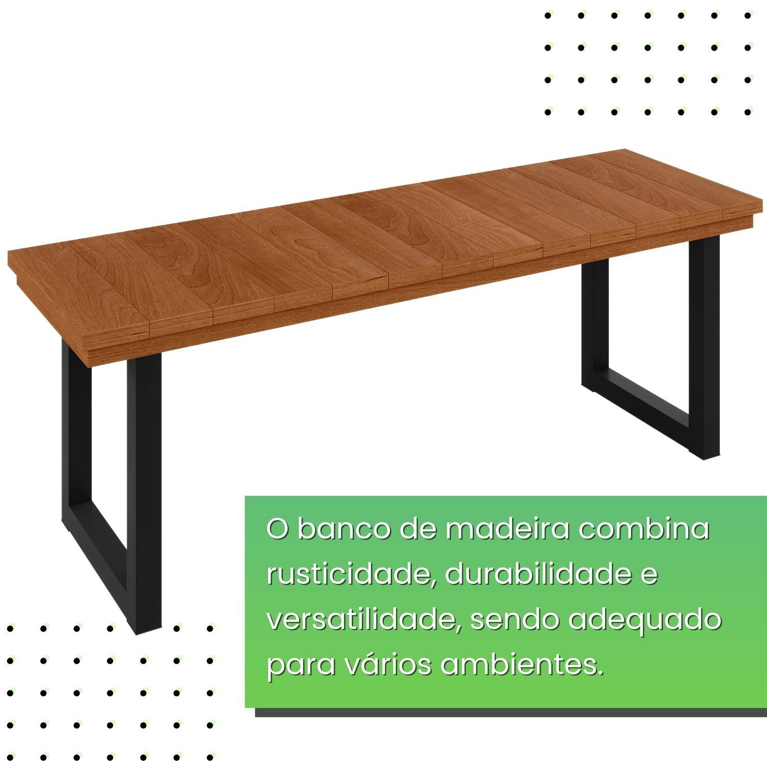 Banco Madeira Maciça 130cm Capri 130cm X 45cm X 40cm - 4