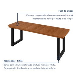 Banco Madeira Maciça 130cm Capri 130cm X 45cm X 40cm - 5