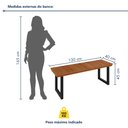 Ver imagem 3 de Banco de Jantar 3 Lugares Madeira Maciça e Aço 130cm Capri Marrom/Preto