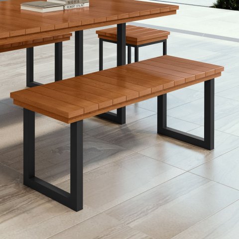 Banco para Sala de Jantar Madeira Maciça 170cm Capri Marrom Preto/Madeira