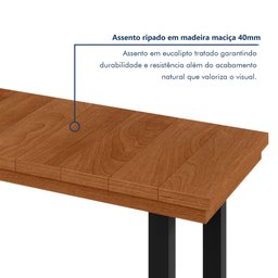 Banco Madeira Maciça 170cm Capri 45cm X 40cm X 170cm - 5