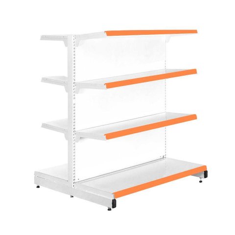 Gôndola Prateleira para Supermercado 4 Níveis 40x30 New Plus 1,40 Central Inicial Pe Laranja - Sa