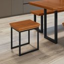 Ver imagem 2 de Kit 2 Bancos Industrial em Madeira Maciça 40x40cm Capri Marrom Preto/Marrom