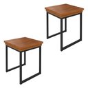 Ver imagem 1 de Kit 2 Bancos Industrial em Madeira Maciça 40x40cm Capri Marrom Preto/Marrom