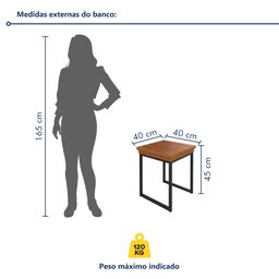 Kit com 02 Bancos Madeira Maciça 40x40cm Capri - 3