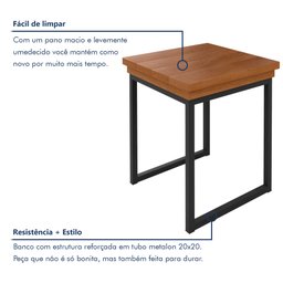 Kit com 02 Bancos Madeira Maciça 40x40cm Capri - 5