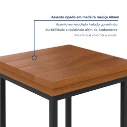Kit com 02 Bancos Madeira Maciça 40x40cm Capri - 4