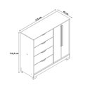 Ver imagem 2 de Cômoda Quarto Alta 125cm X 118,5cm com 2 Portas e 4 Gavetas Cor:freijó