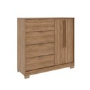 Ver imagem 1 de Cômoda Quarto Alta 125cm X 118,5cm com 2 Portas e 4 Gavetas Cor:freijó