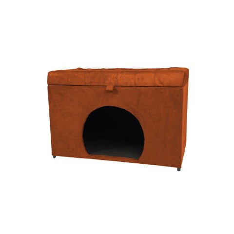 Puff Pet Baú Estofado para Cachorro e Gato - Terracota