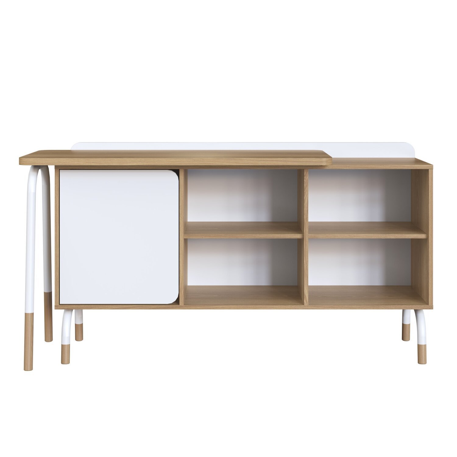 Kit Mesa Escrivaninha Giratória 111cm e Balcão Credenza 1 Gav 1 Porta 136cm Home Office Flexus - 6