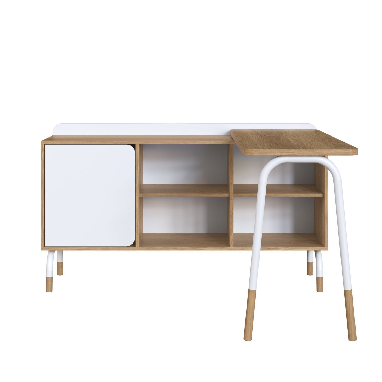 Kit Mesa Escrivaninha Giratória 111cm e Balcão Credenza 1 Gav 1 Porta 136cm Home Office Flexus - 3