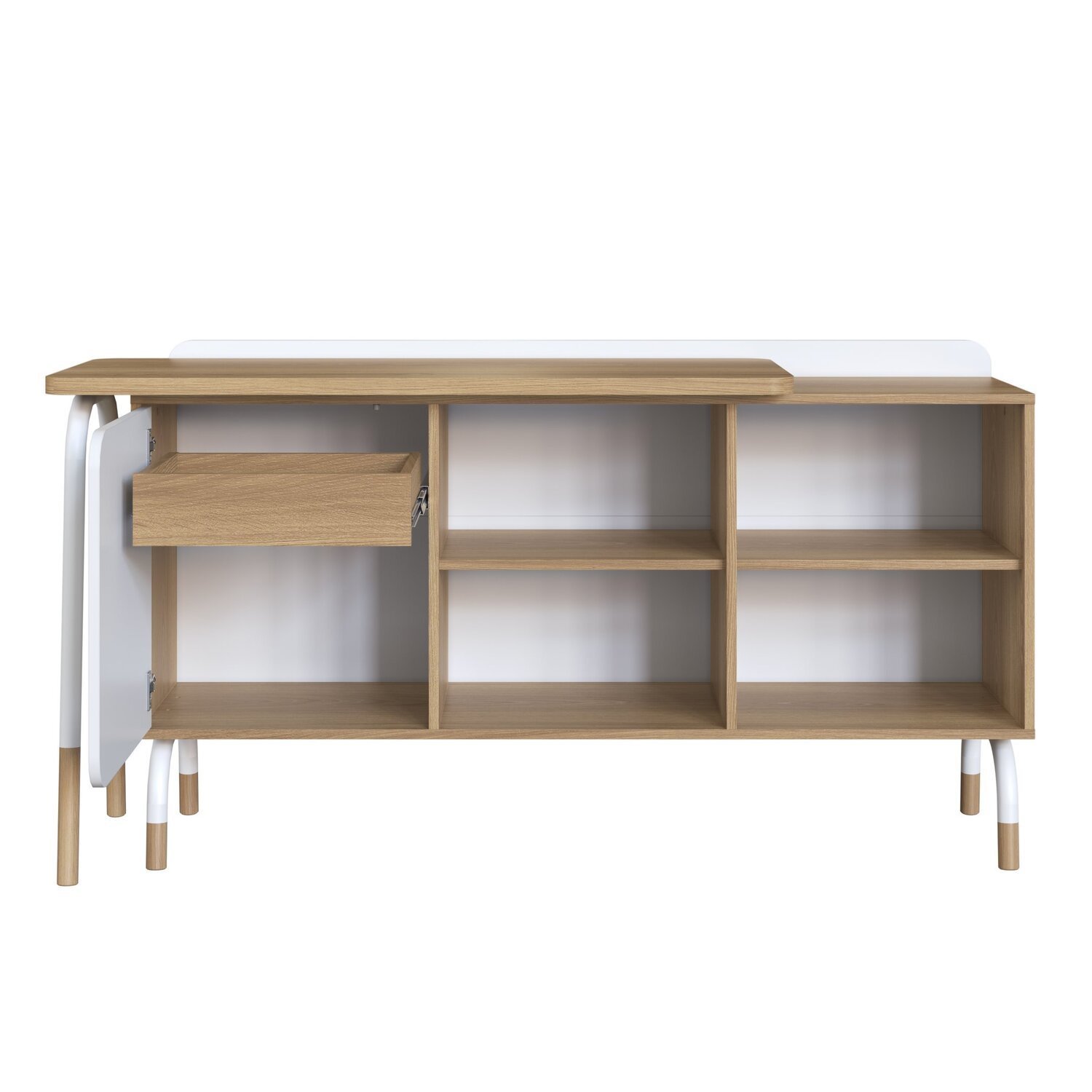 Kit Mesa Escrivaninha Giratória 111cm e Balcão Credenza 1 Gav 1 Porta 136cm Home Office Flexus - 7