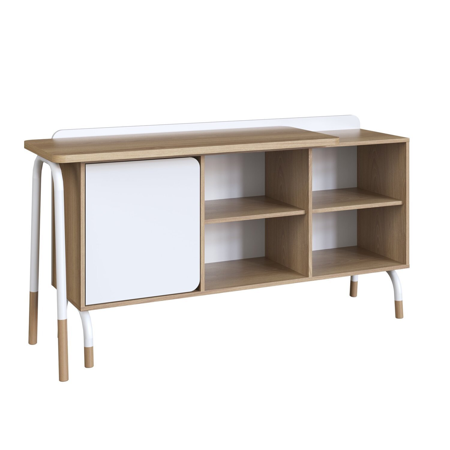 Kit Mesa Escrivaninha Giratória 111cm e Balcão Credenza 1 Gav 1 Porta 136cm Home Office Flexus - 8