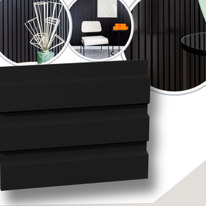 Kit 6 Barras Painel Ripado de Poliestireno Preto (285cm X 12cm)