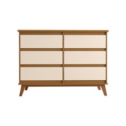 Cômoda para Quarto Luxo Londres com 6 Gavetas - Nature/off White - 4 Cômoda para Quarto Luxo Londres com 6 Gavetas - Nature/off White - 4