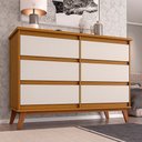 Ver imagem 1 de Cômoda para Quarto Luxo Londres com 6 Gavetas - Nature/off White