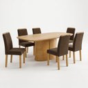 Ver imagem 2 de Conjunto de Mesa de Jantar 6 Lugares com Cadeiras Estofadas Cinamomo e Marrom