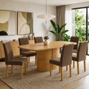 Ver imagem 1 de Conjunto de Mesa de Jantar 6 Lugares com Cadeiras Estofadas Cinamomo e Marrom