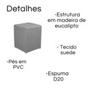 Ver imagem 2 de Puff Quadrado Decorativo Suede Cinza Casa da Poltrona Antony