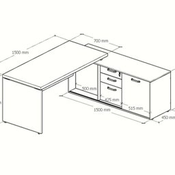 Kit 2 Peças com Mesa Escritório em L 150x150 Cm e Armário Multiuso Baixo - 4